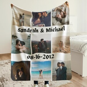 Personalized Photo Blanket, Photo Blanket with Text, Personalized Gift, Memorial Blanket, Anniversary Gift, Couples Gift, Gift for Her