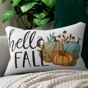 Autumn Decorative Pillow - Hello Fall, Cozy Home Accent, Fall Decor, Farmhouse Style, Gift for Thanksgiving, Autumn Decor for Couch or Porch