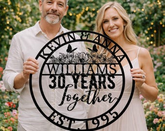 Personalized 30th Anniversary Metal Sign, Custom Name & Date Wall Art, 30 Years Married Gift for Couple, Custom Anniversary Home Decor