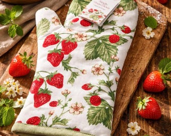 Ofenhandschuh Handschuh Kochhandschuh Topfhandschuh Motiv GARDEN STRAWBERRIES Erdbeeren von Ambiente Tisch Küche Tischdeko Sommerdeko