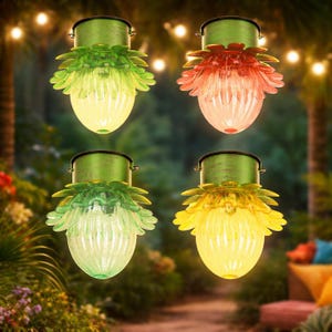 NEU Set 4teilig XL Solar Blume Lumineo LED Solarleuchte Solarblume Beleuchtung zum Hängen Garten Terrasse