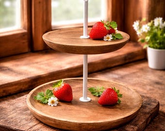 Holzetagere mit Herzgriff Etagere mit Herz Stellage Schale Obstschale Holzplatte Präsentierteller Küche & Tisch Tischdeko Geschenk Muttertag