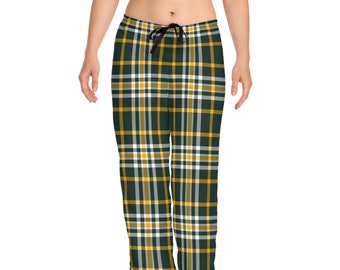 Green Bay Packers Colored Plaid Pajama pants, relax in comfort, perfect match with official teams jersey. Ideal gift for true sports fans