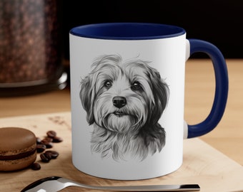 Tibetan Terrier Dog Mug, beautiful pencil sketch, Ideal gift for Dog Lovers, Mom, Dad, husband or wife, perfect birthday gift, coffee mug.