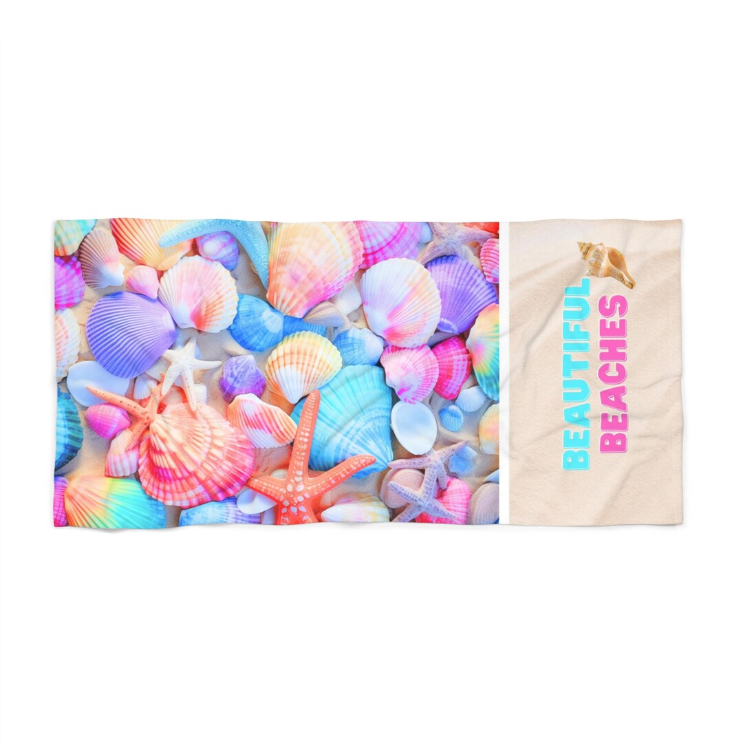 Beach Towel Florida Beach Colorful Shells Unique Etsy