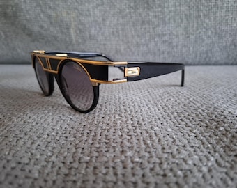 Cazal mod.002 Round Sunglasses, 24kt Gold, Black Frame, Limited Edition