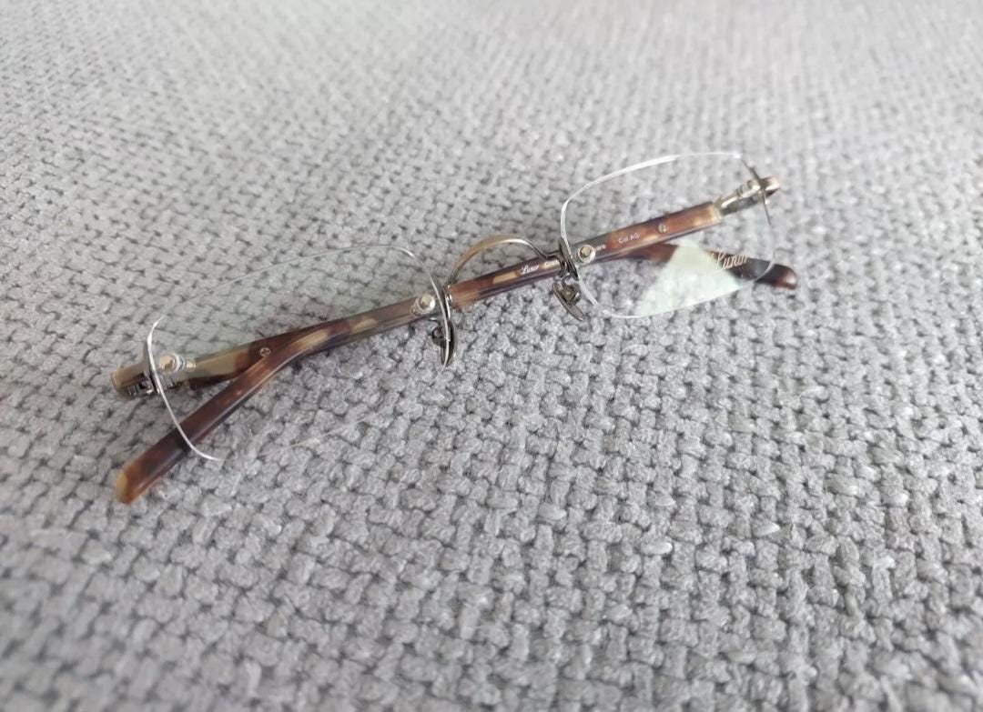 LUNOR Titanium Square Rimless Glasses Classic V/P Antique Gold & Tort ...
