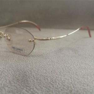 JUNKO SHIMADA Japan Vintage Rimless Eyeglasses TITANIUM Model J5-1027 Gold 48-19