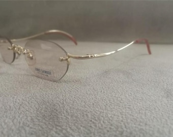 JUNKO SHIMADA Japan Vintage Rimless Eyeglasses TITANIUM Model J5-1027 Gold 48-19