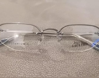 Jean Paul Gaultier JPG Vintage Half Rim Eyeglasses TITANIUM 55-0049 Silver 50-20