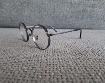 MATSUDA Round Eyeglasses Model M3100 Antique Silver & Blue Navy 47-23