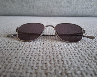 Masunaga Titanium Square Sunglasses Mod.LOEWY Brushed Silver Gray Lenses 48-19