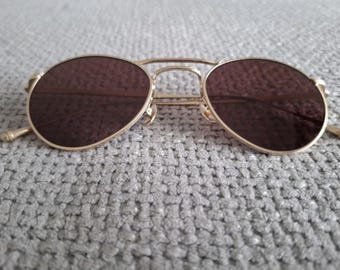 MATSUDA Oval Sunglasses Model M3084 Brushed Gold Red Lenses 51-21