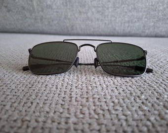 Masunaga Titanium Aviator Sunglasses Mod.BIRD Silver Black Green Polarized 54-21