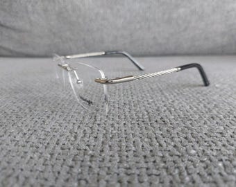 Silhouette Titanium Silver Tan Oval Rimless Eyeglasses 