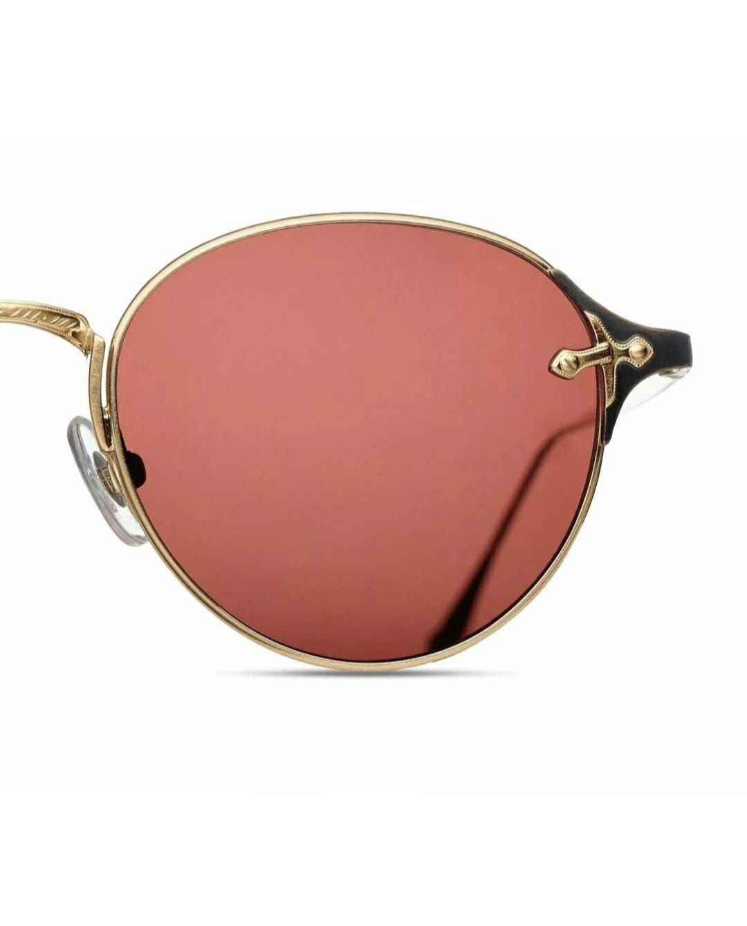 MATSUDA Titanium Round Sunglasses Model 2859H Gold Black Red