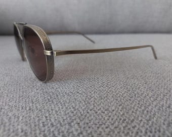 MATSUDA Titanium AVIATOR Sunglasses Model M3056 Antique Gold Brown Lenses 54-17