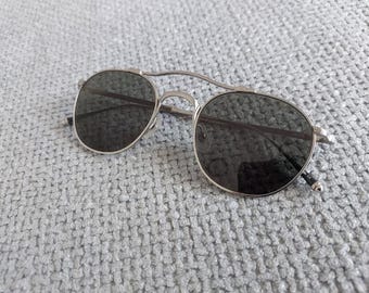 MATSUDA Oval Sunglasses Model M3046 Brushed Silver Green Lenses 52-22