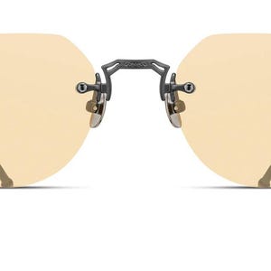 MATSUDA Rimless Sunglasses Model M5003 Matte Black & Orange Lenses 50-22 Super Rare ! image 2