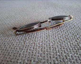 MATSUDA Round Sunglasses Model M3100 Antique Gold & Burgundy Green Lenses 47-23