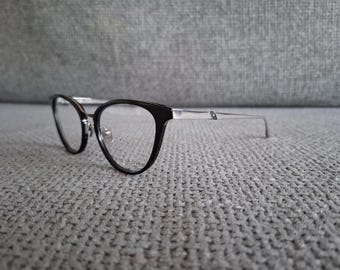 LEISURE SOCIETY Eyeglasses Frames Model Akoya Silver & Black 12KT 51-18