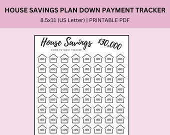 30k Down Payment House Savings Tracker, Savings Challenge, Budgeting Worksheet, Save Money, House Fund Tracker, Buy a House, Savings Plan