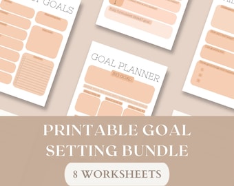 Goal Setting Printable BUNDLE, Worksheets for Goal Setting 2024, Goal Planner, SMART Goals, Printable Goal Setting Worksheets, Goal Journal