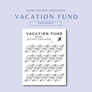 Puede incluir: Un rastreador de desafíos de ahorro para un fondo de vacaciones imprimible con una ilustración en blanco y negro de conchas marinas. El rastreador está diseñado para ayudar a ahorrar 3.000 € para unas vacaciones.