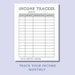Income Tracker, Printable Income Tracking Worksheet, Monthly Income ...
