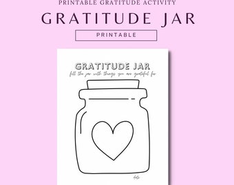 Gratitude Worksheet, Gratitude Jar, Mindfulness worksheet, Printable Mindfulness Activity, Adult Worksheet, Grateful, Manifestation, Goals