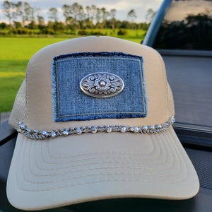 Denim and Pearl Hat - Etsy display picture 3