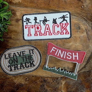 Track iron-on embroidered patches. Sports patches.