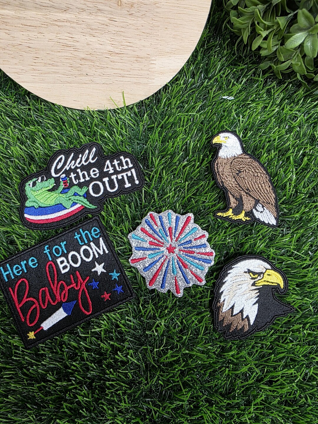 Patriotic, 4th of July Patches. Chill the 4th Out, Eagle, Fireworks ...