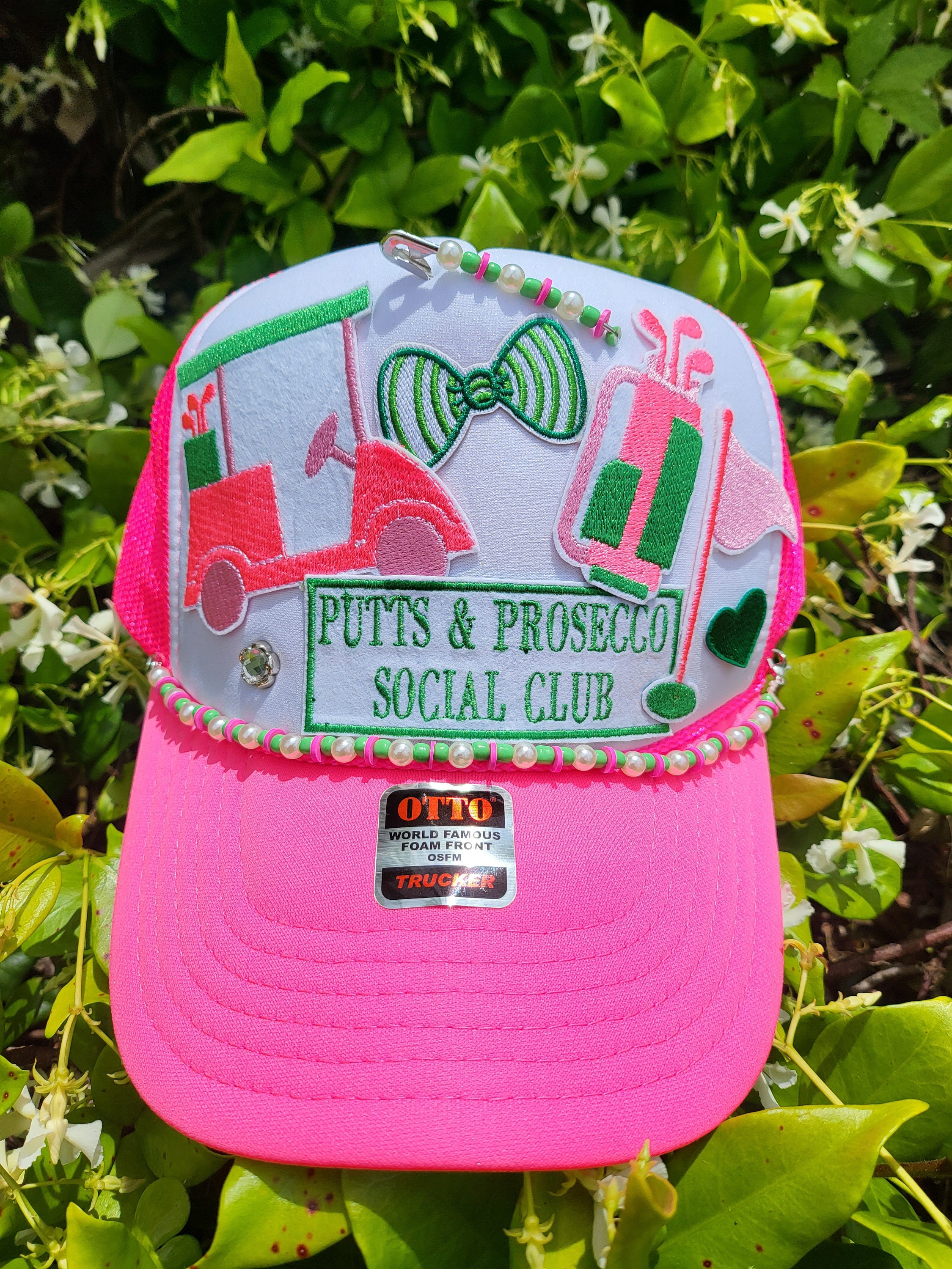 Putts and Prosecco Social Club Trucker Hat With Golf Themed  display picture 2