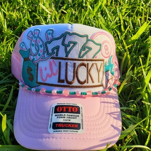 lil' Lucky embroidered iron-on patch set includes 8 ball, dice, Lucky 7s, money bag, and horseshoes.