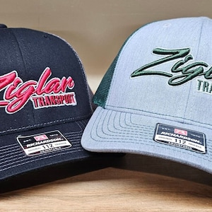 Custom embroidery or leather patch hats on Richardson 112 or 168