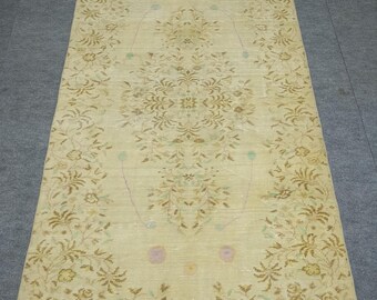 Handmade Turkish Vintage Rug 5x8: Boho Anatolian Wool Carpet