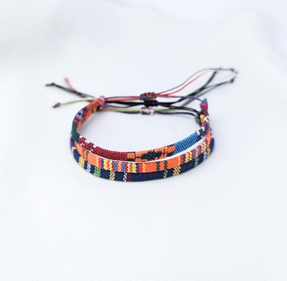 Handmade Waterproof Cotton Bracelet Anklet Set: Boho Braided Jewelry, Flat woven bracelet