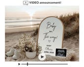 Beach Video Pregnancy Baby Announcement Template: Editable Social Media Reveal, Instagram Facebook Reel, Neutral, Mirror, Sunset & Waves