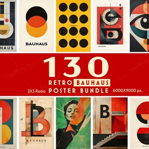 130 BAUHAUS Retro Poster Bundle, Vintage Gallery Wall Art Set, Geometric Art Print, Bauhaus Wall Art, Boho Print, Digital Download
