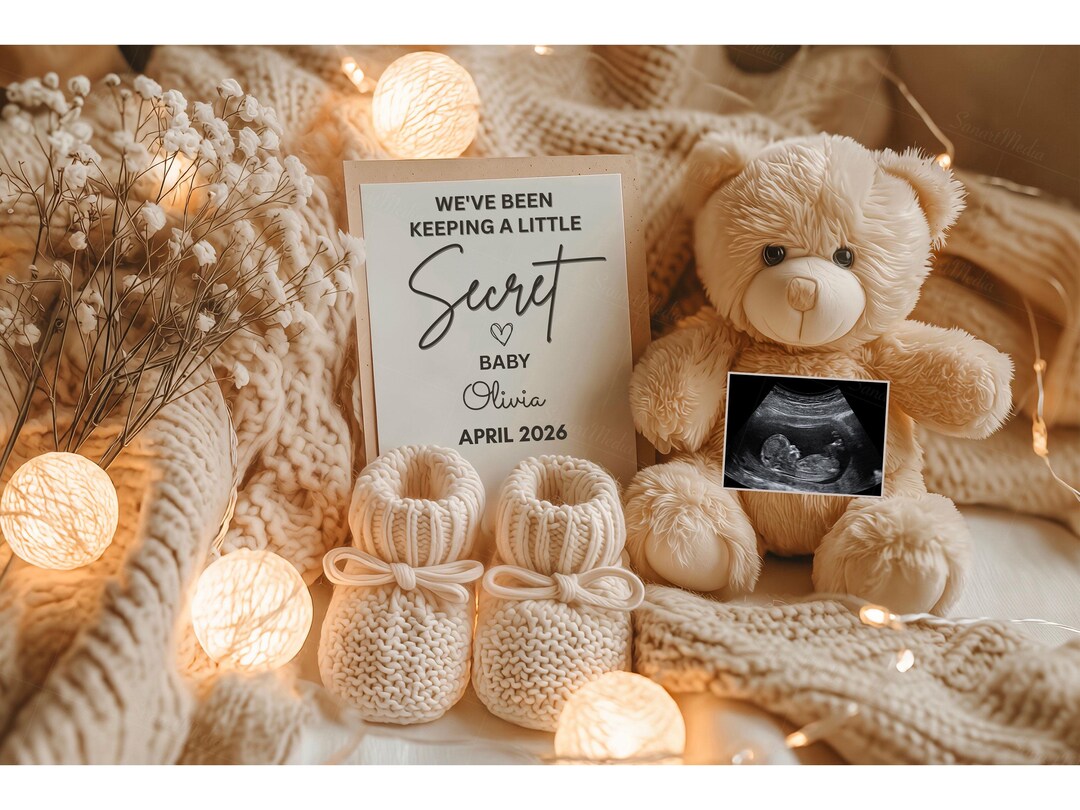 Neutral Baby Announcement Digital Pregnancy Reveal Template: Editable ...