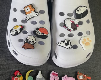 Crockycroc, Charm PVC silicone, thème panda, mignon, sushi, japon, chat, cochon, ours, chaton