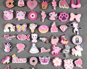 Crockycroc, crocCharm PVC silicone, pink, unicorn, fashion, bag, shoe, diamond, donut, animals, butterfly, croc, gun, woman, princess