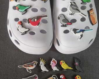 Crockycroc, Silicone PVC Charm, bird theme, parrot, cockatoo, robin, sparrow, owls, owl