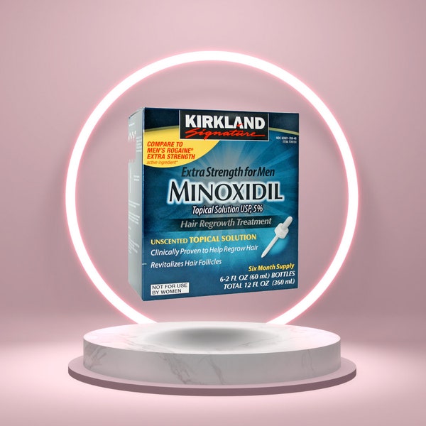 Kirkland Minoxidil 5% - Trattamento extra forte per la ricrescita della caduta dei capelli - 6 flaconi x 60 ml - Stimola la crescita della barba