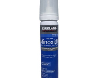 KIRKLAND Minoxidil Topique Aérosol 5% Mousse - 1 Mois d'Approvisionnement - Traitement Avancé de Repousse contre la Perte de Cheveux pour Hommes