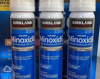 KIRKLAND Minoxidil Topical Aerosol 5% Foam - Fornitura per 3 Mesi - Trattamento Avanzato per la Ricrescita della Caduta dei Capelli per Uomo