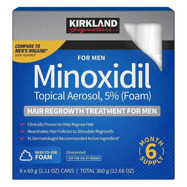 KIRKLAND Minoxidil Topical Aerosol 5% Foam - 6-Month Supply - Advanced Hair Loss Regrowth Treatment for Men