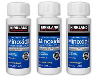 Kirkland Minoxidil 5 % – Extra starke Behandlung gegen Haarausfall – 3 Flaschen x 60 ml – fördert das Bartwachstum