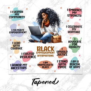 Black College Student Affirmations 20oz Skinny Tumbler Wrap Sublimation Design, Straight & Tapered Wrap PNG, Empowerment Instant Download image 3